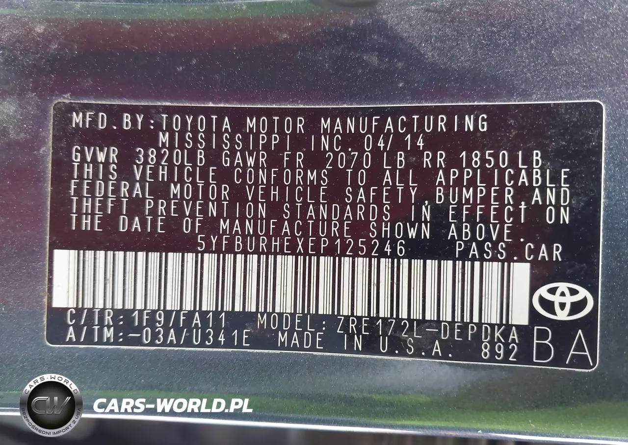 2014 Toyota Corolla L VIN:5YFBURHEXEP125246 - 9