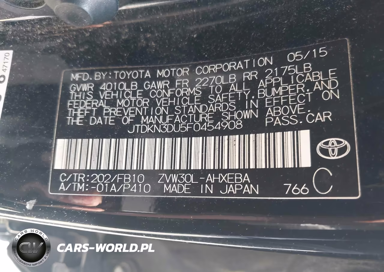 2015 Toyota Prius Two VIN:JTDKN3DU5F0454908 - 9