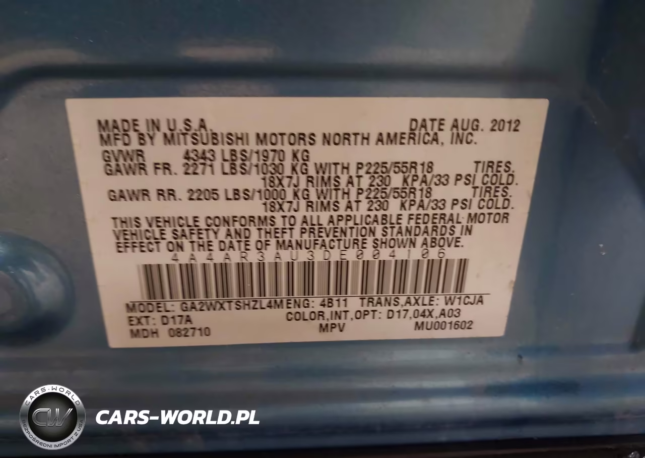 2013 Mitsubishi Outlander Sport Es VIN:4A4AR3AU3DE004106 - 9