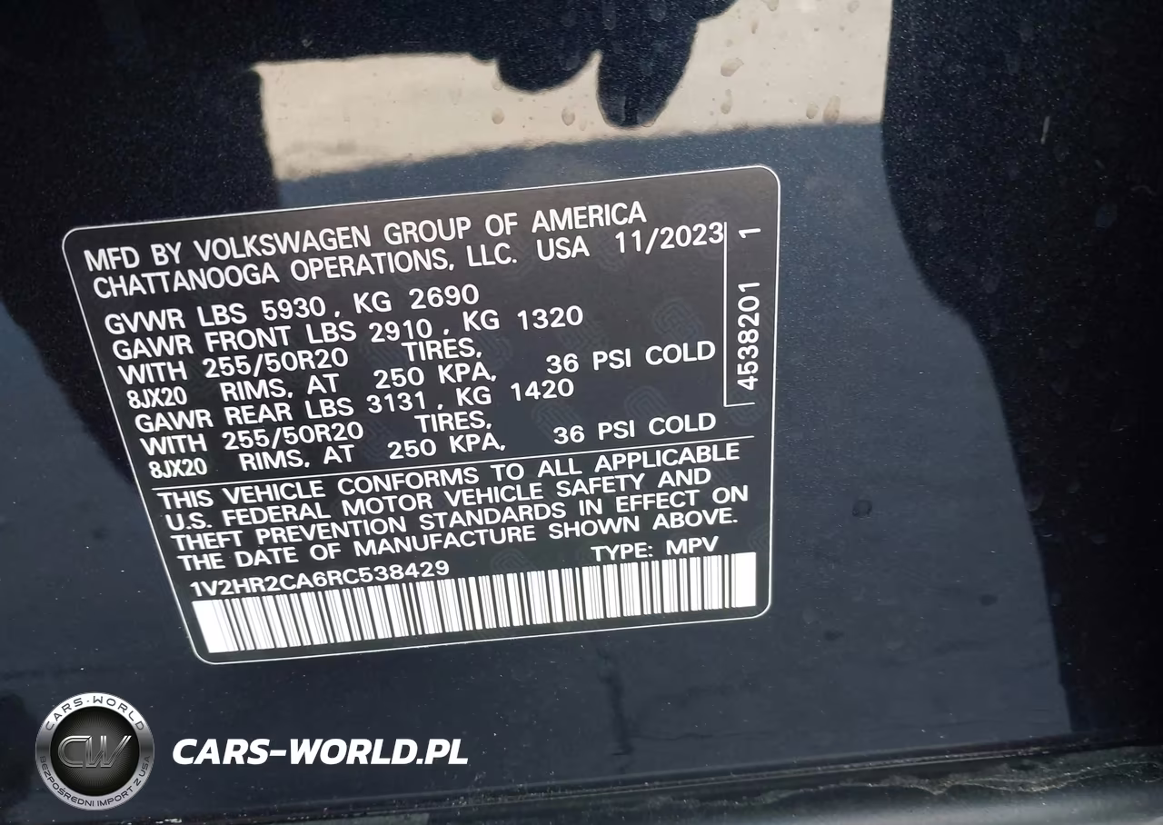 2024 Volkswagen Atlas 2.0T Se W-Technology VIN:1V2HR2CA6RC538429 - 9