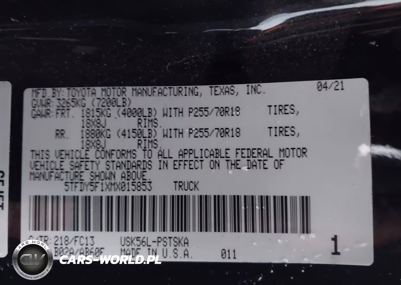 2021 Toyota Tundra Sr5 VIN:5TFDY5F1XMX015853 - 9