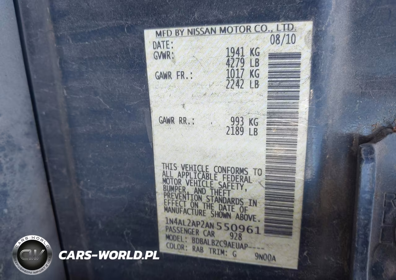 2010 Nissan Altima 2.5 S VIN:1N4AL2AP2AN550961 - 9