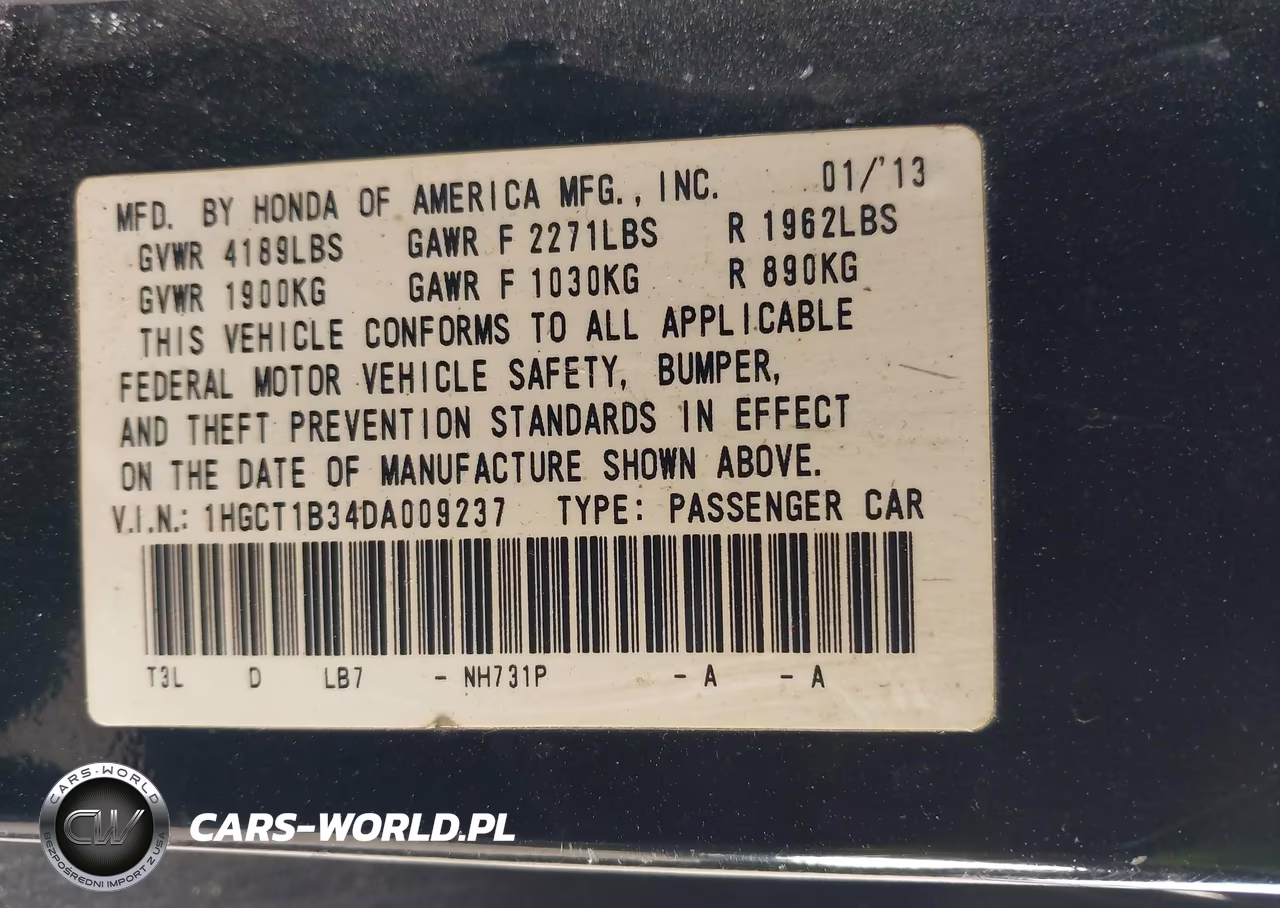 2013 Honda Accord Lx-S VIN:1HGCT1B34DA009237 - 9