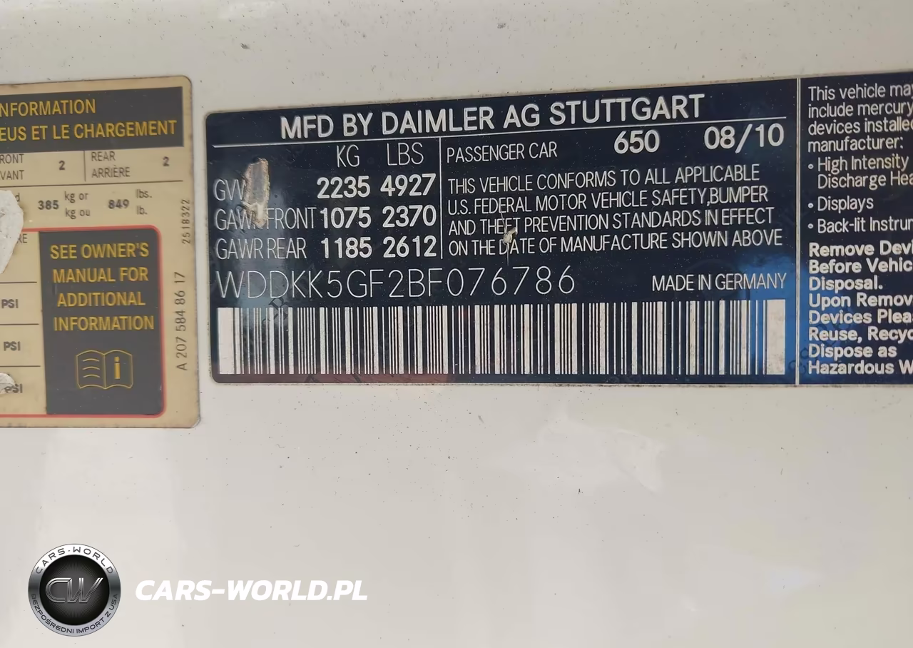 2011 Mercedes-Benz E 350 VIN:WDDKK5GF2BF076786 - 9