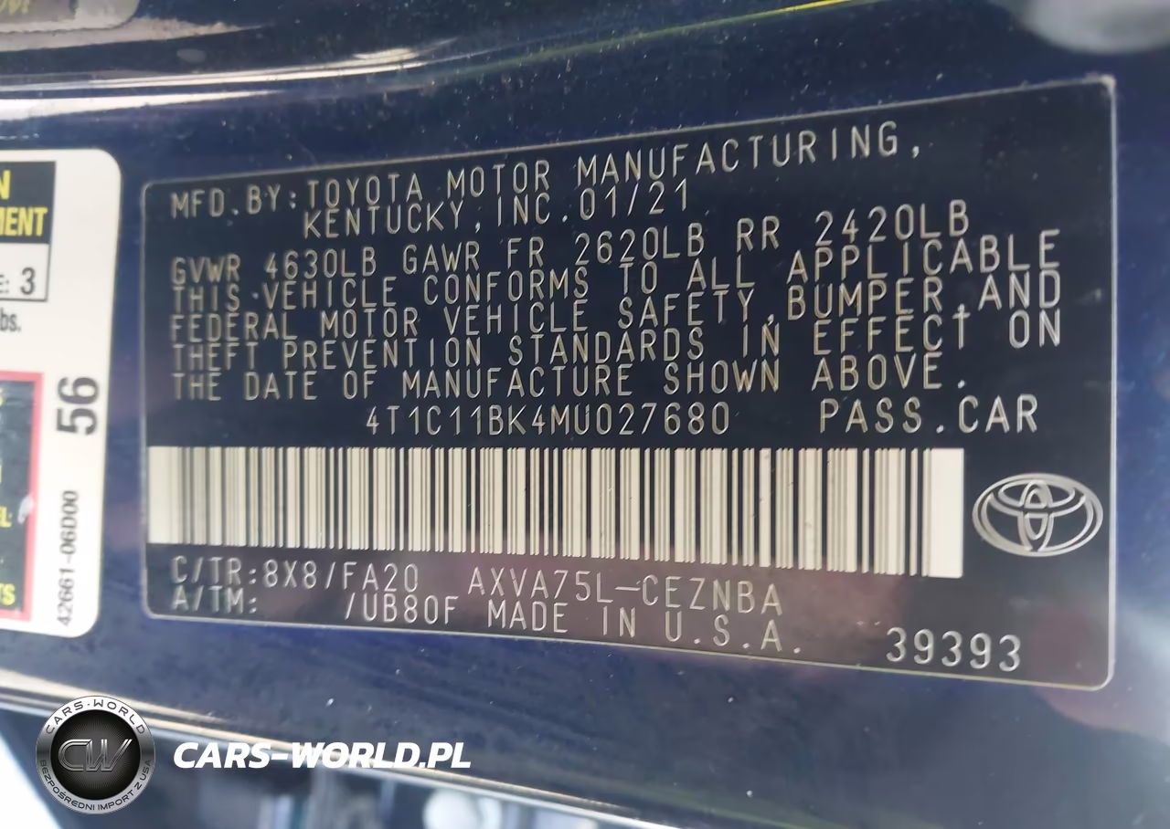 2021 Toyota Camry Le Awd VIN:4T1C11BK4MU027680 - 9
