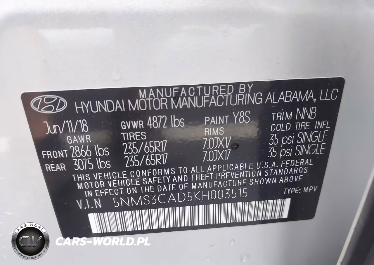 2019 Hyundai Santa Fe Sel VIN:5NMS3CAD5KH003515 - 9