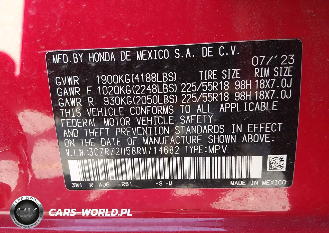 2024 Honda Hr-V Awd Sport-Awd Sport W-O Bsi VIN:3CZRZ2H58RM714682 - 9