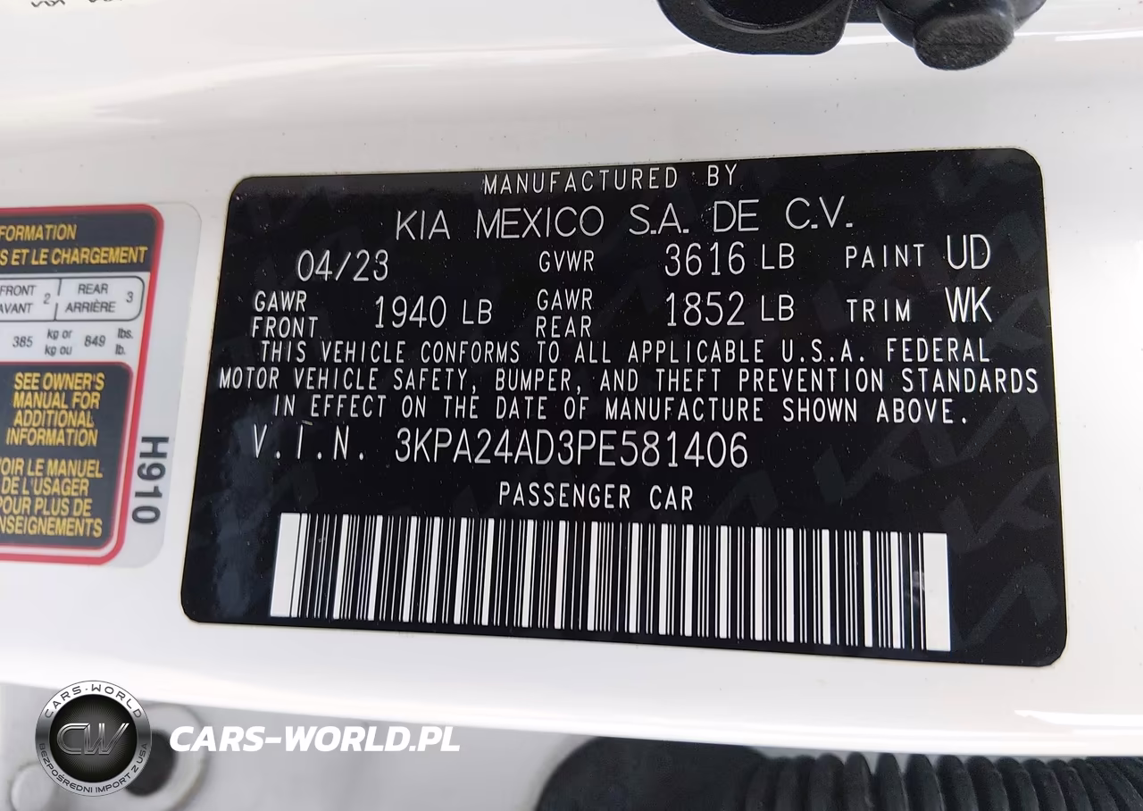 2023 Kia Rio Lx VIN:3KPA24AD3PE581406 - 9