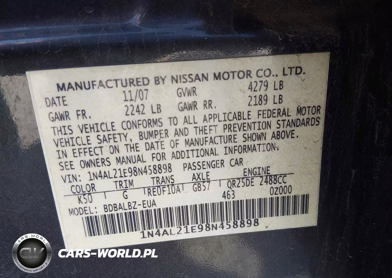 2008 Nissan Altima 2.5 S VIN:1N4AL21E98N458898 - 9