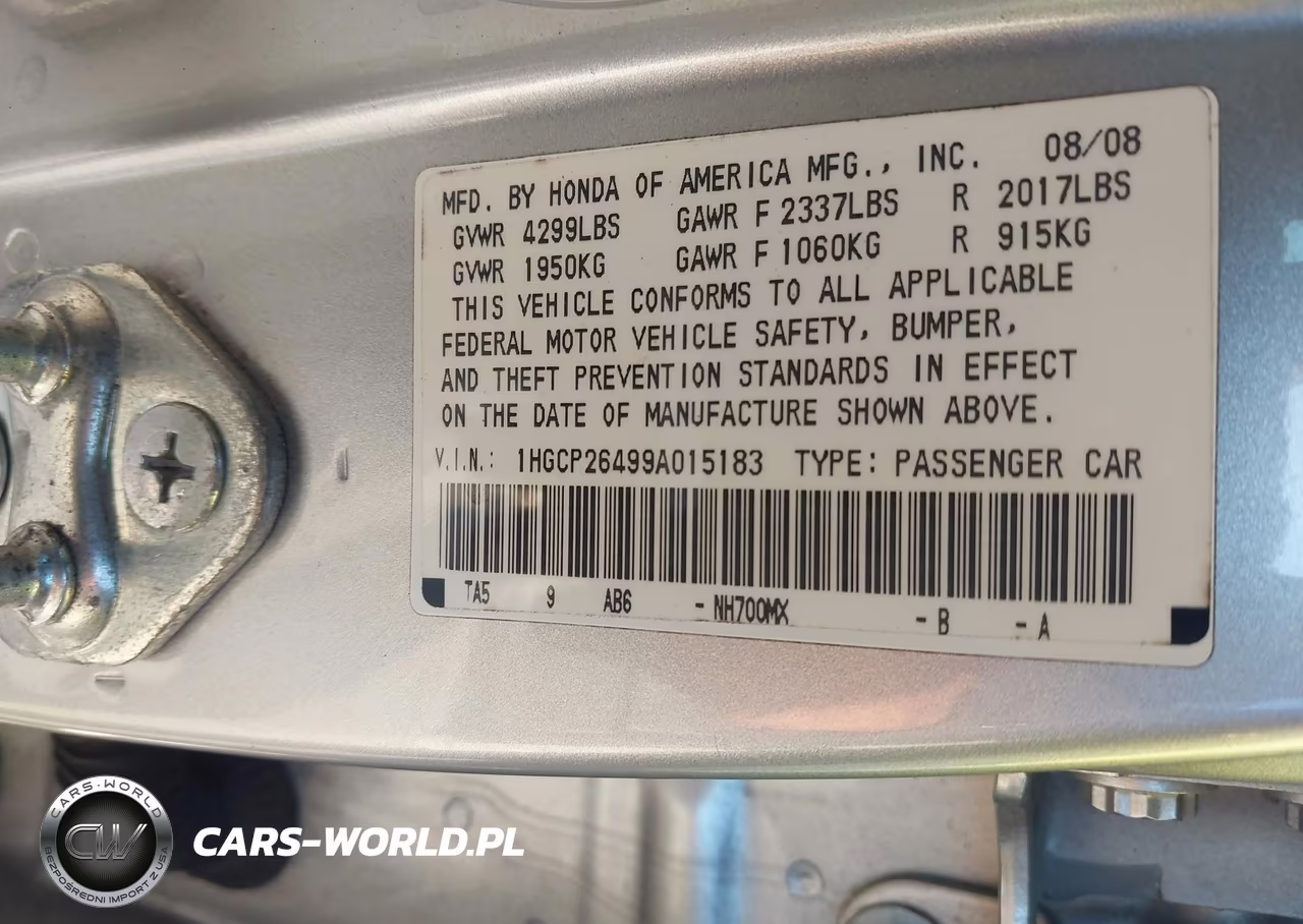2009 Honda Accord 2.4 Lx-P VIN:1HGCP26499A015183 - 9