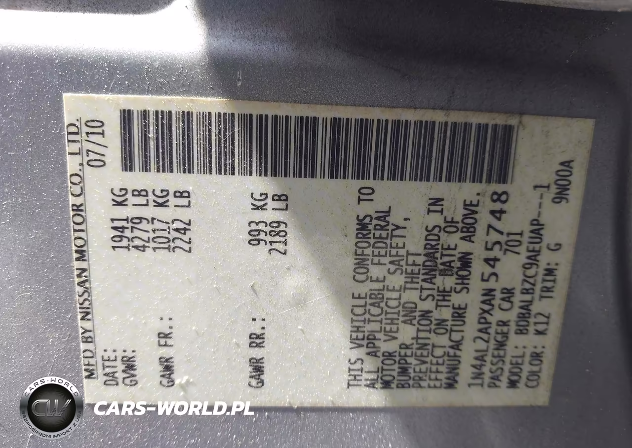 2010 Nissan Altima 2.5 S VIN:1N4AL2APXAN545748 - 9