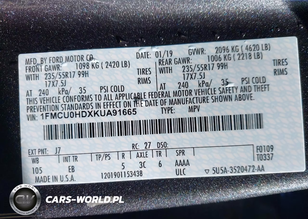 2019 Ford Escape Sel VIN:1FMCU0HDXKUA91665 - 9