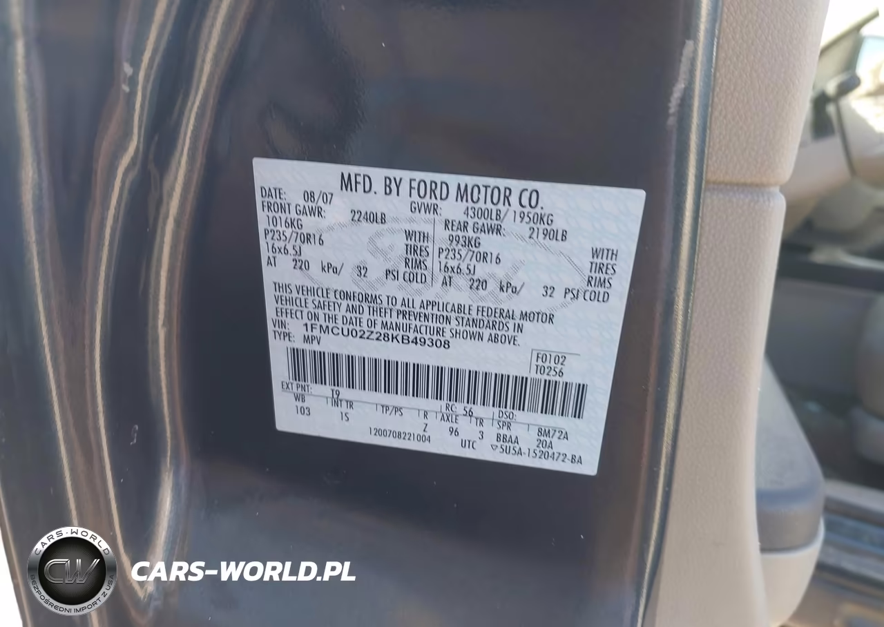 2008 Ford Escape Xls-Xls Manual VIN:1FMCU02Z28KB49308 - 9