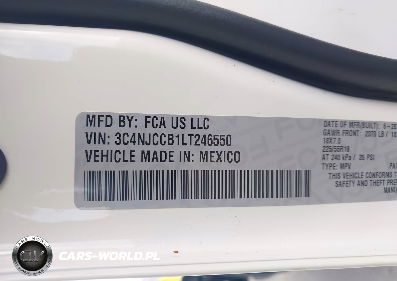 2020 Jeep Compass Limited Fwd VIN:3C4NJCCB1LT246550 - 9
