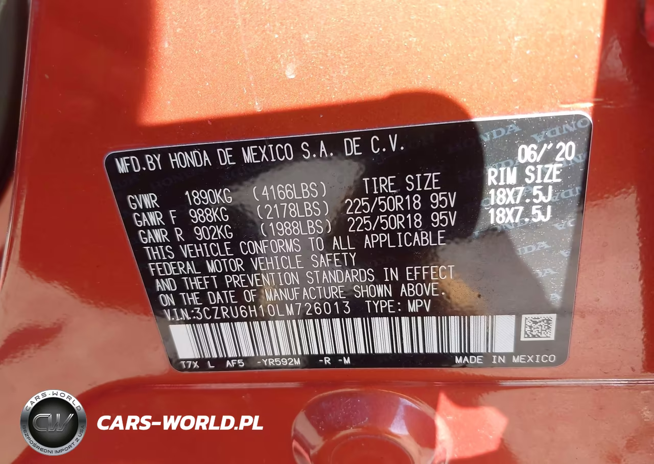 2020 Honda Hr-V Awd Sport VIN:3CZRU6H10LM726013 - 9