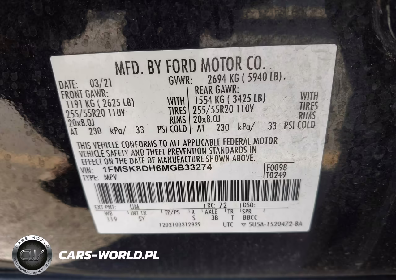 2021 Ford Explorer Xlt VIN:1FMSK8DH6MGB33274 - 9