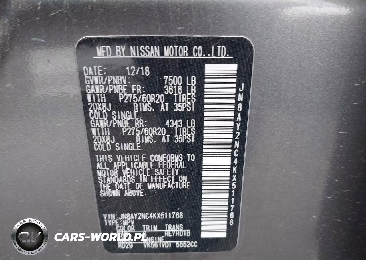 2019 Nissan Armada Sl VIN:JN8AY2NC4KX511768 - 9