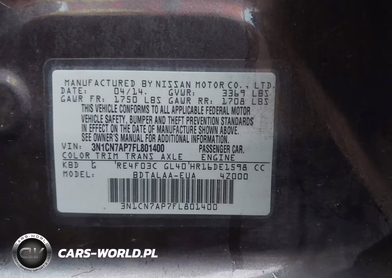 2015 Nissan Versa 1.6 S VIN:3N1CN7AP7FL801400 - 9