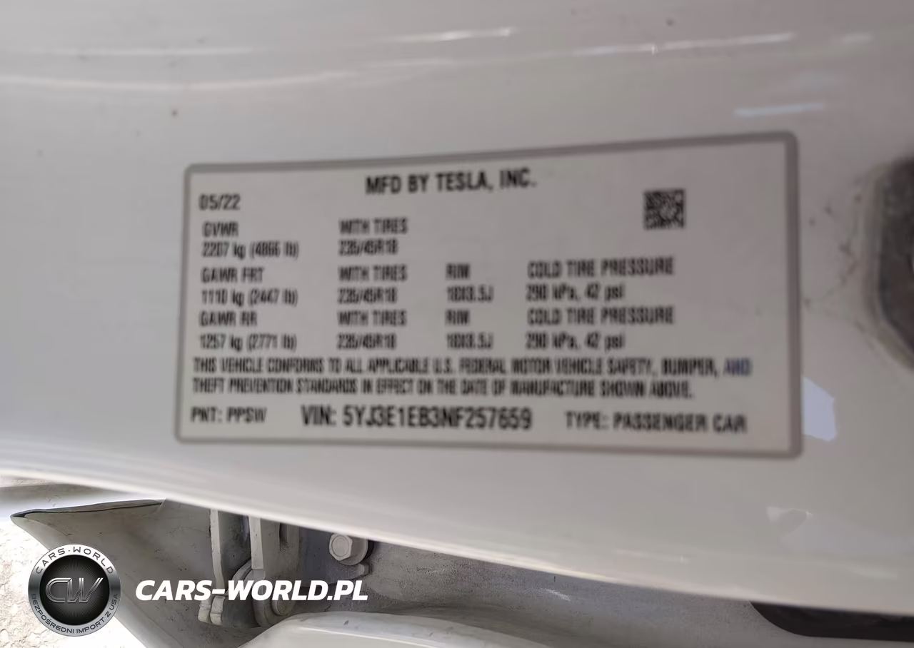 2022 Tesla Model 3 Long Range Dual Motor All-Wheel Drive VIN:5YJ3E1EB3NF257659 - 9