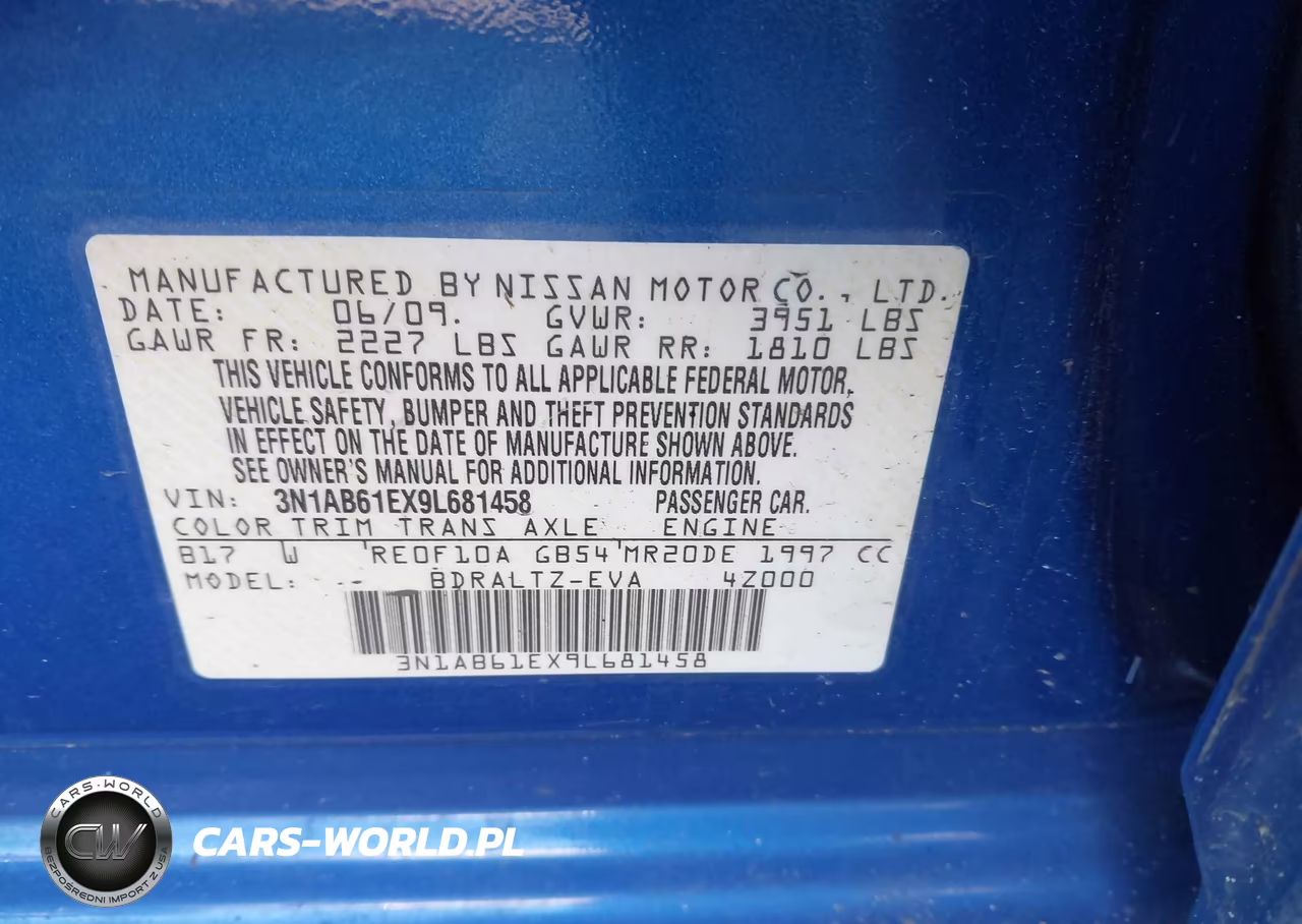 2009 Nissan Sentra 2.0Sr VIN:3N1AB61EX9L681458 - 9