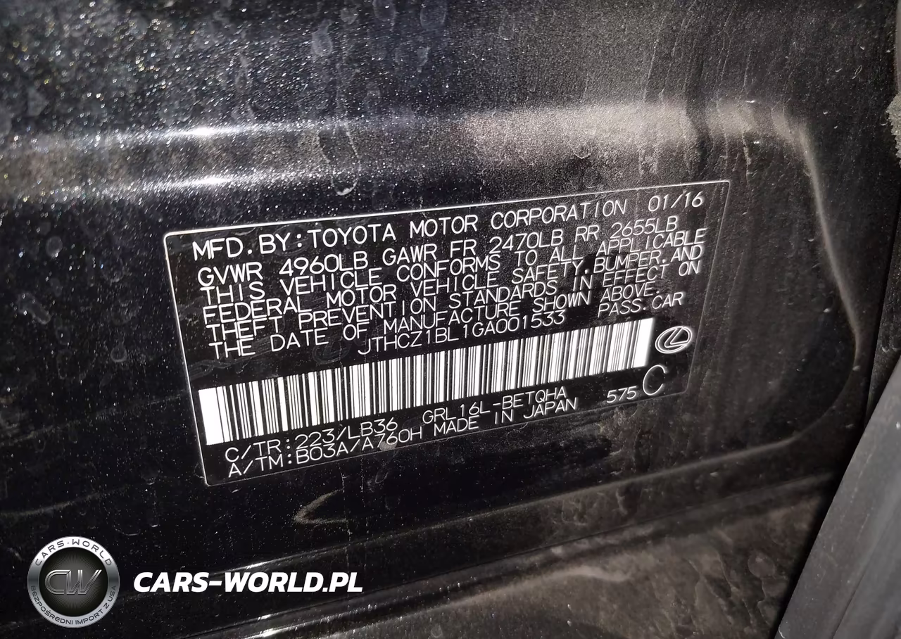 2016 Lexus Gs 350 VIN:JTHCZ1BL1GA001533 - 9