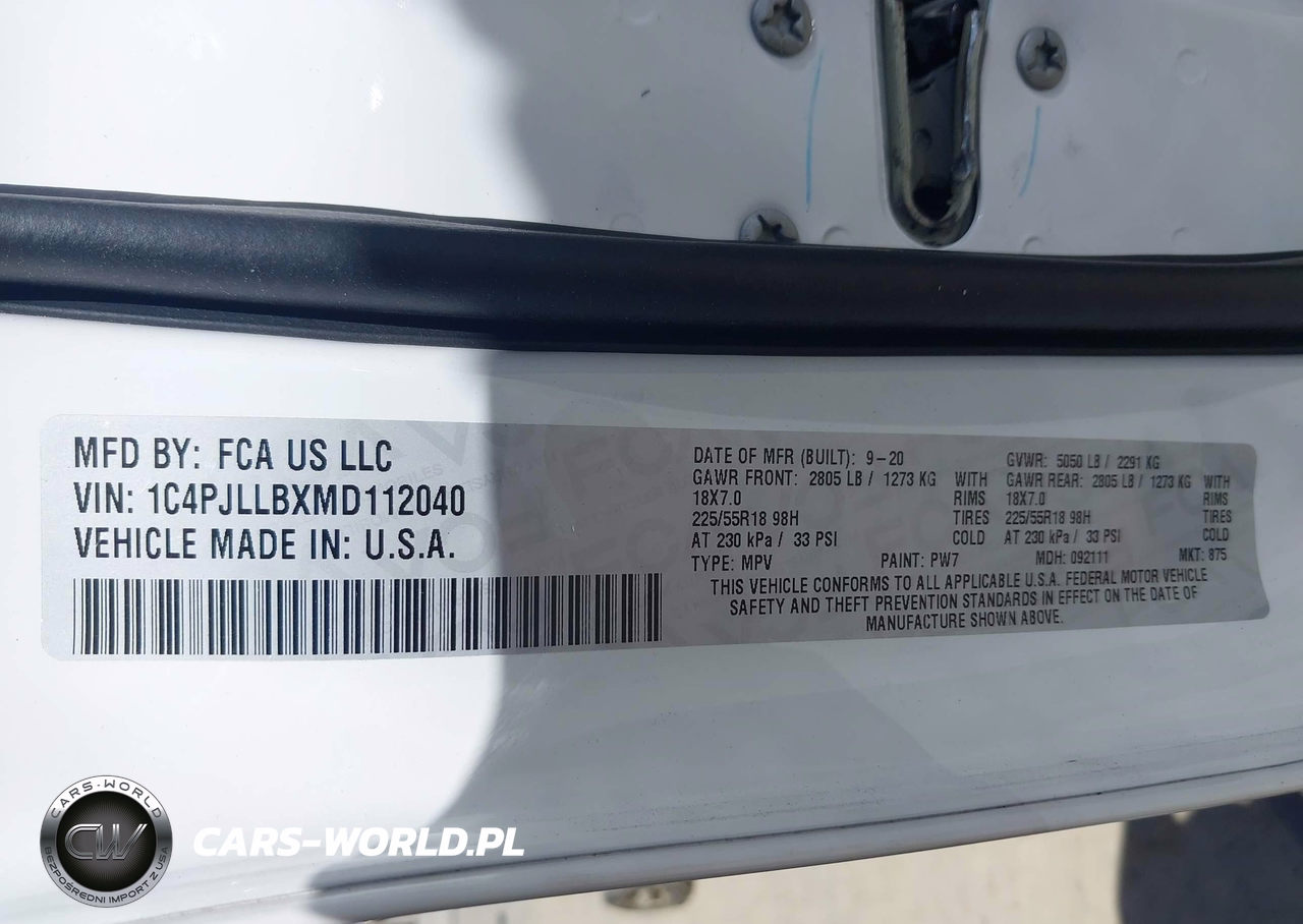 2021 Jeep Cherokee Altitude Fwd VIN:1C4PJLLBXMD112040 - 9