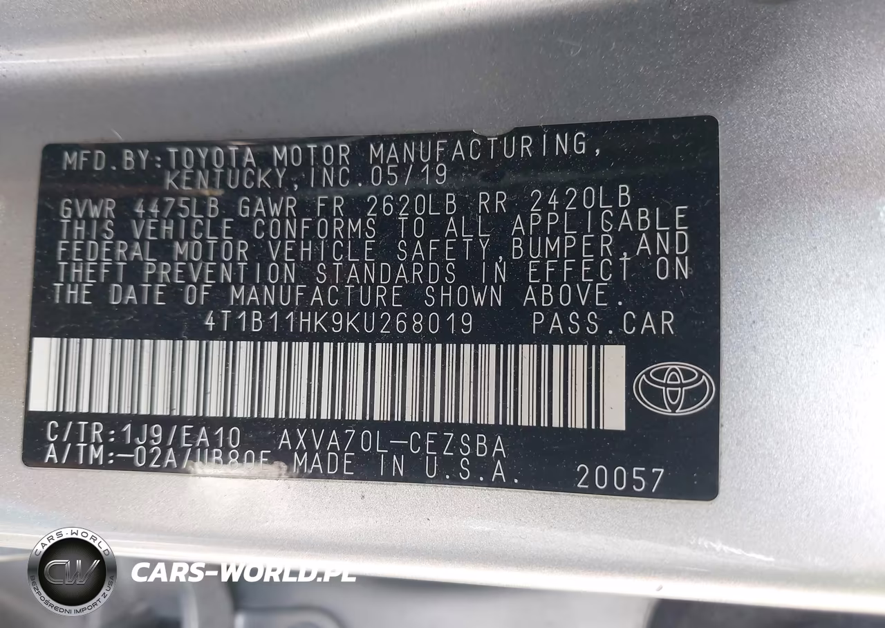 2019 Toyota Camry Se VIN:4T1B11HK9KU268019 - 9