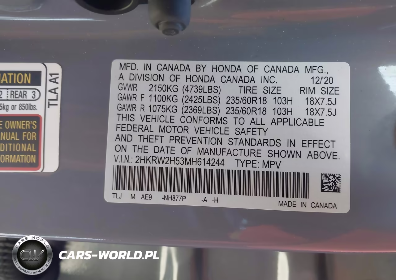 2021 Honda Cr-V Awd Ex VIN:2HKRW2H53MH614244 - 9