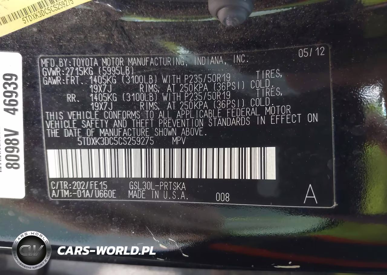 2012 Toyota Sienna Se 8 Passenger VIN:5TDXK3DC5CS259275 - 9