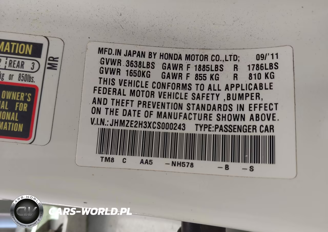 2012 Honda Insight VIN:JHMZE2H3XCS000243 - 9