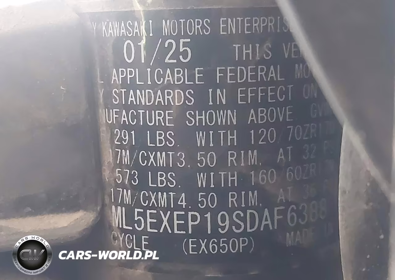 2025 Kawasaki Ex650 P VIN:ML5EXEP19SDAF6388 - 10