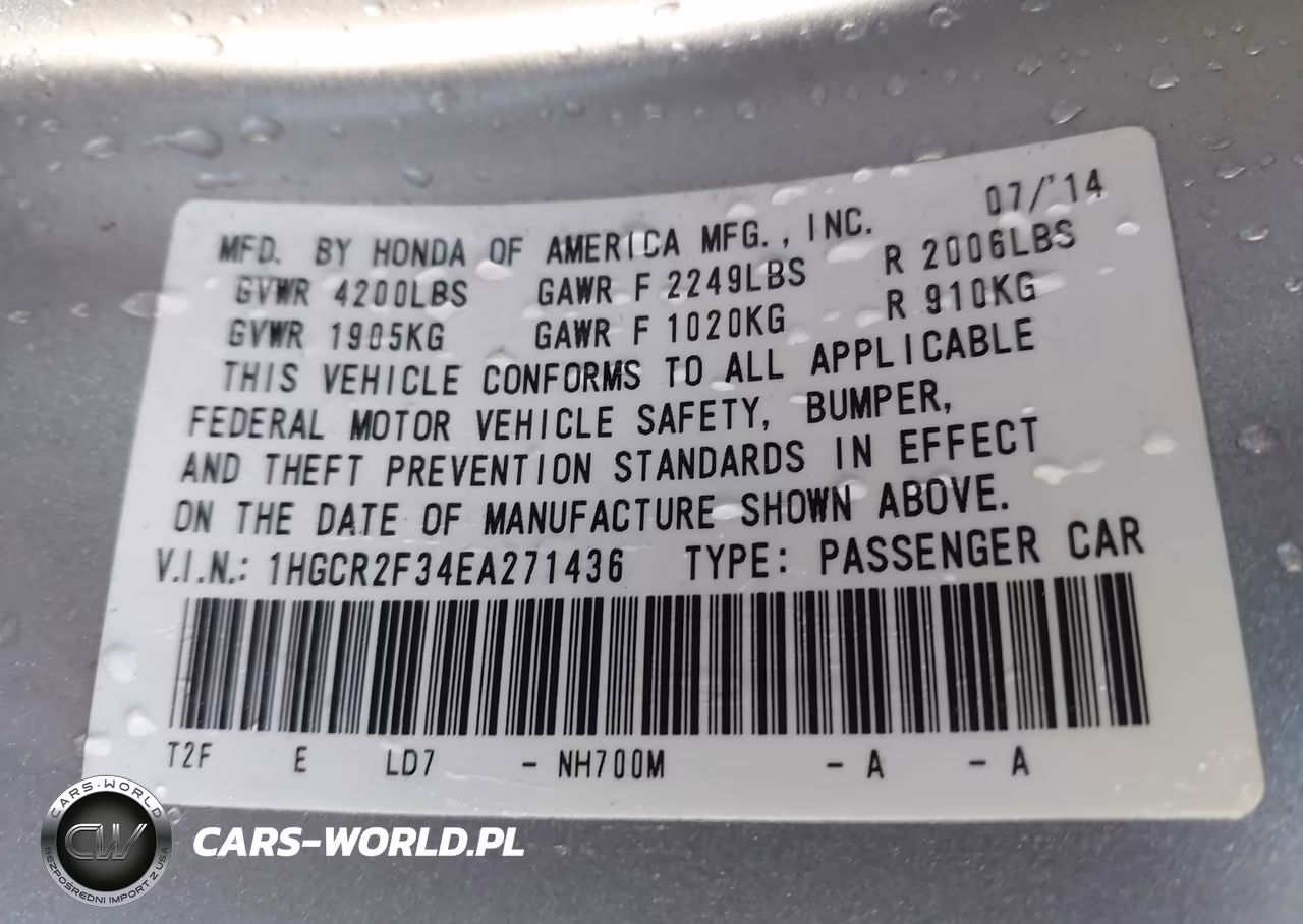 2014 Honda Accord Lx VIN:1HGCR2F34EA271436 - 9