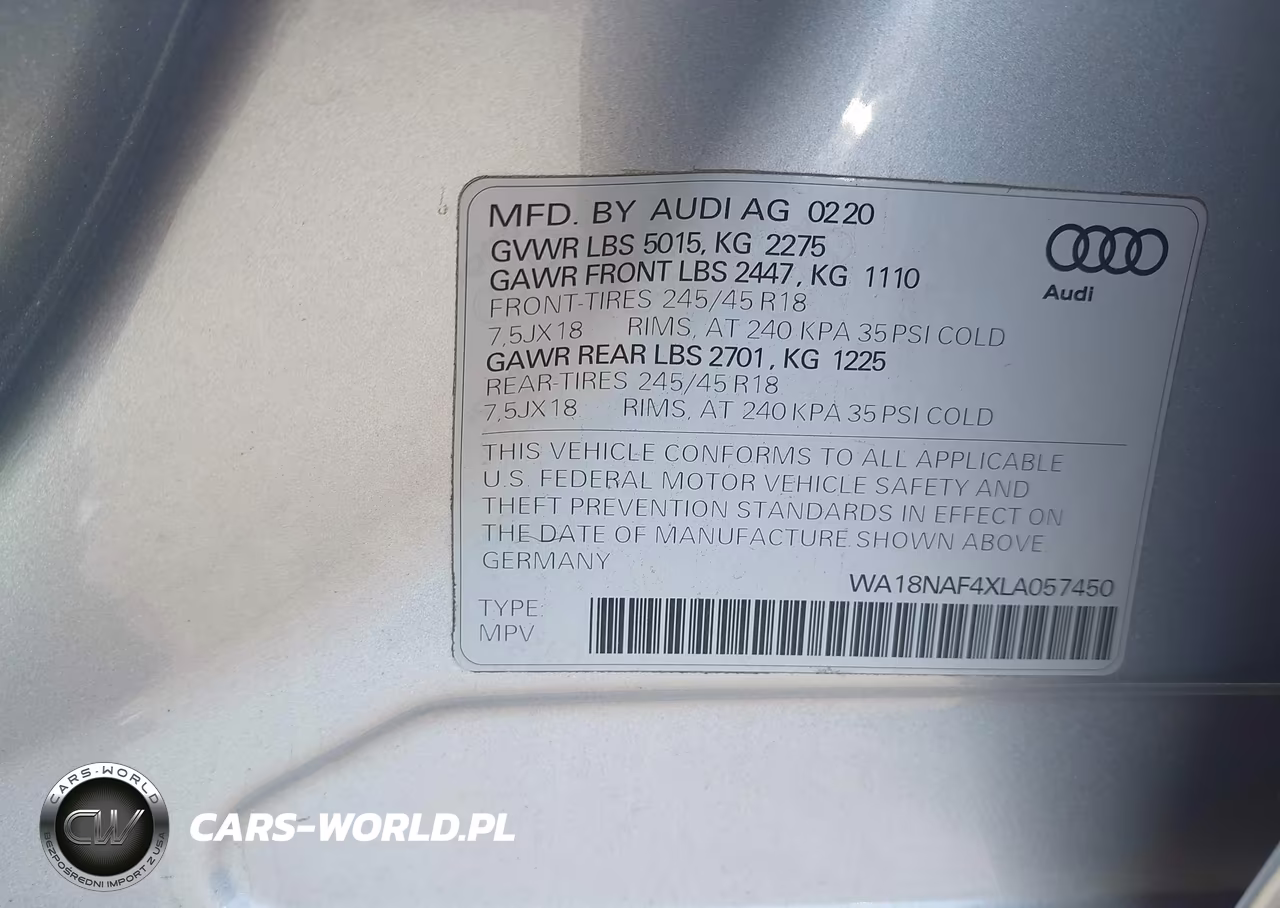 2020 Audi A4 Allroad Premium Plus 45 Tfsi Quattro S Tronic VIN:WA18NAF4XLA057450 - 9