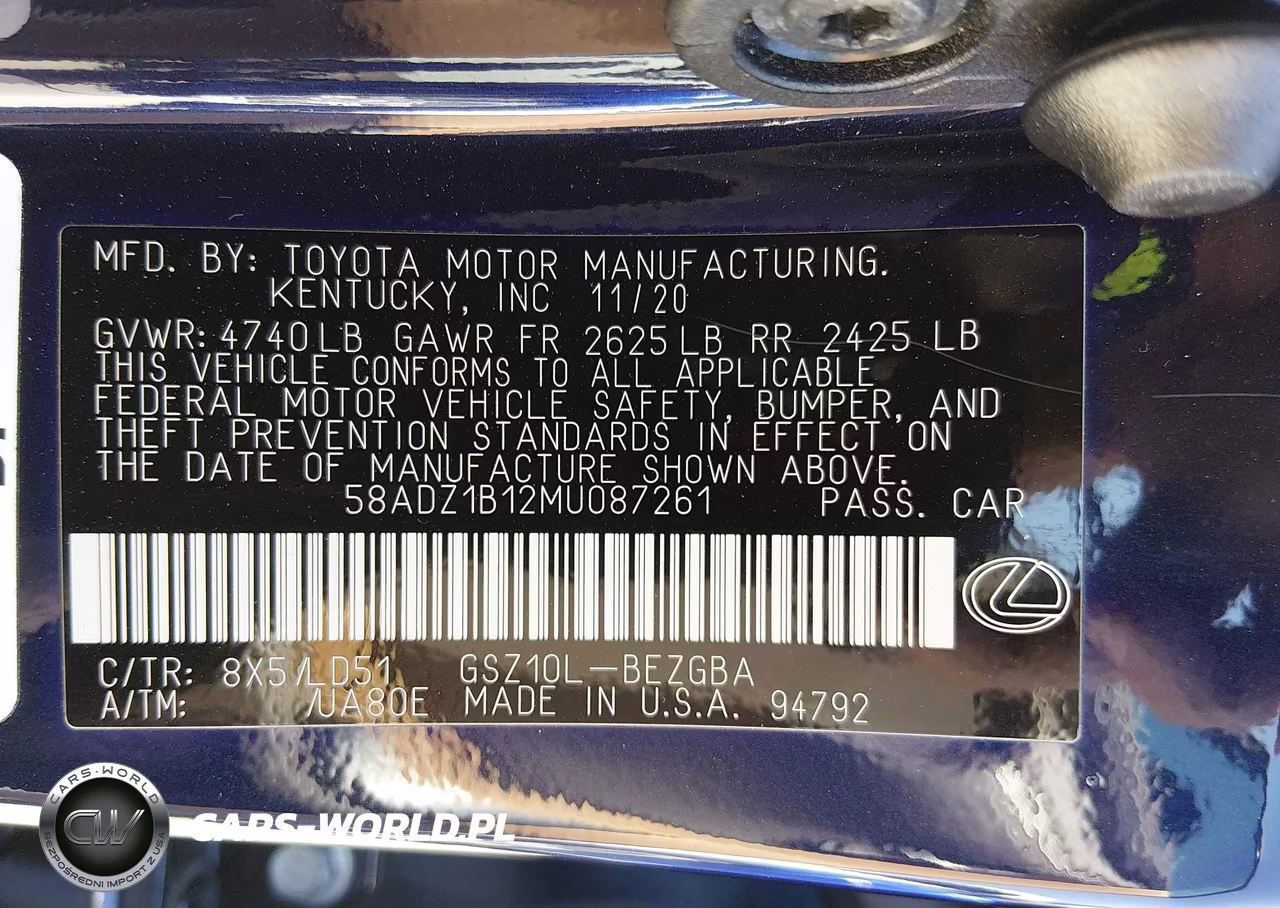2021 Lexus Es 350 VIN:58ADZ1B12MU087261 - 9