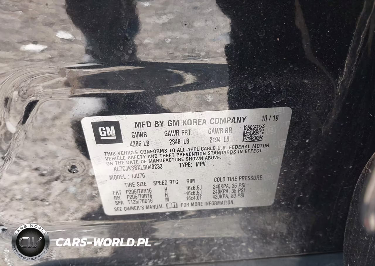 2020 Chevrolet Trax Fwd Ls VIN:KL7CJKSBXLB049233 - 9