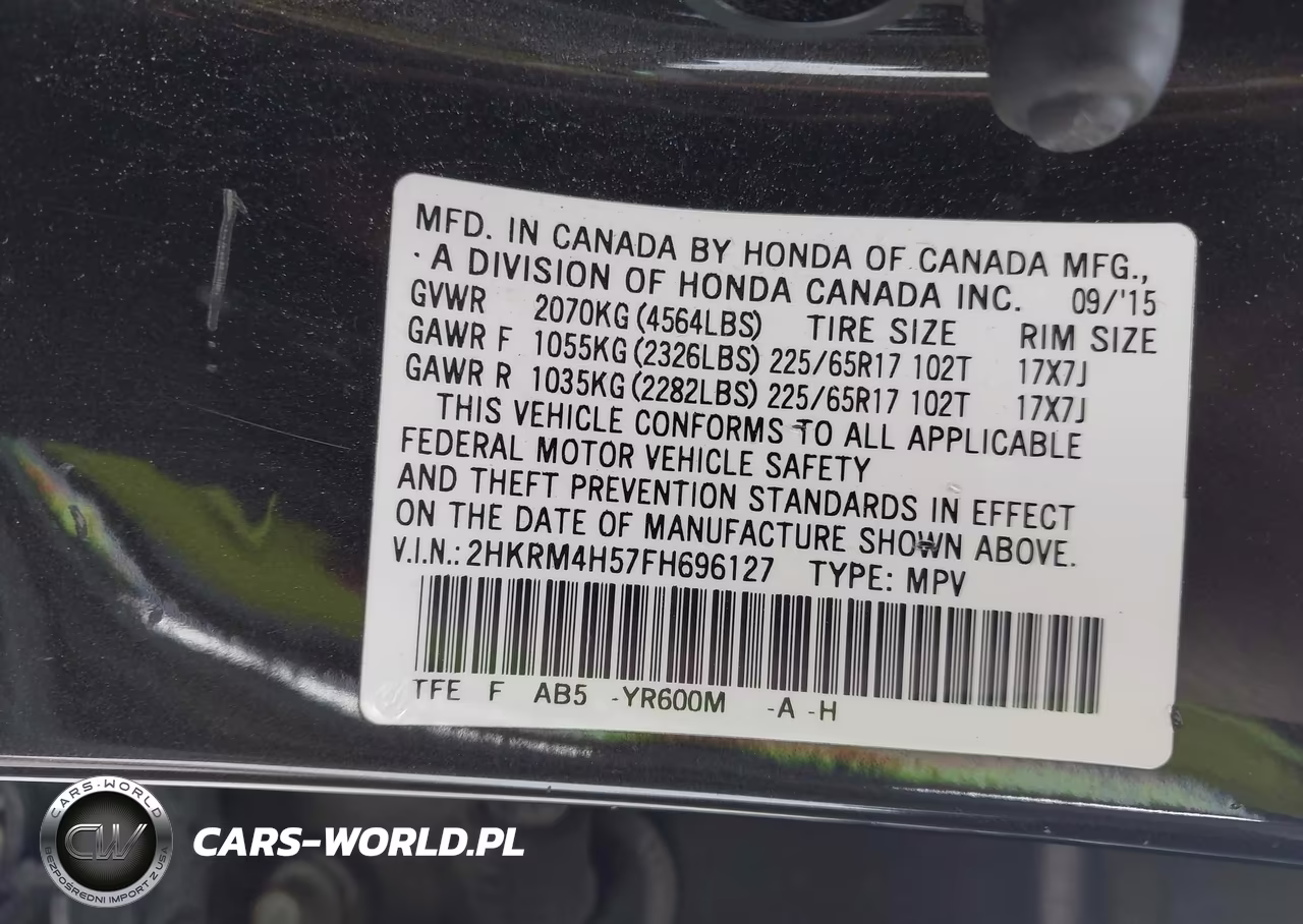 2015 Honda Cr-V Ex VIN:2HKRM4H57FH696127 - 9