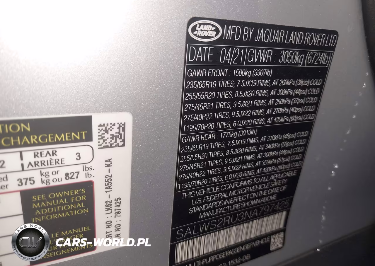 2022 Land Rover Range Rover Sport Hst Mhev VIN:SALWS2RU3NA797425 - 9