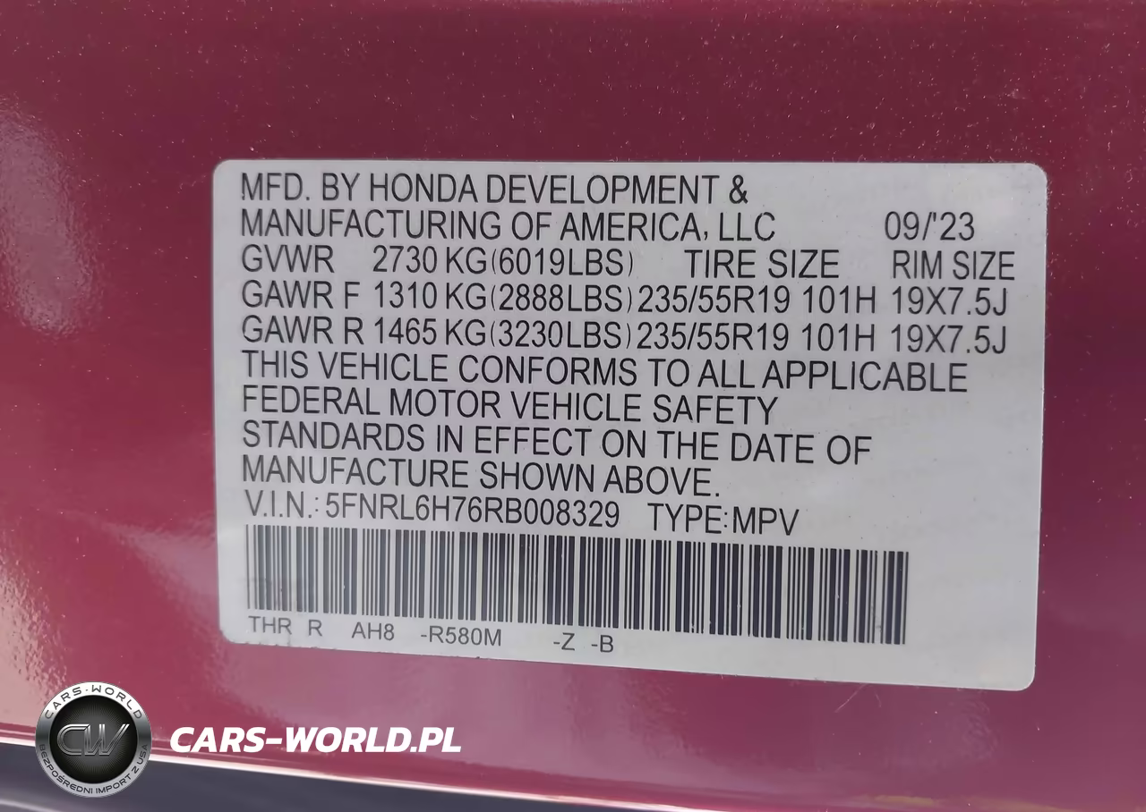 2024 Honda Odyssey Sport VIN:5FNRL6H76RB008329 - 9