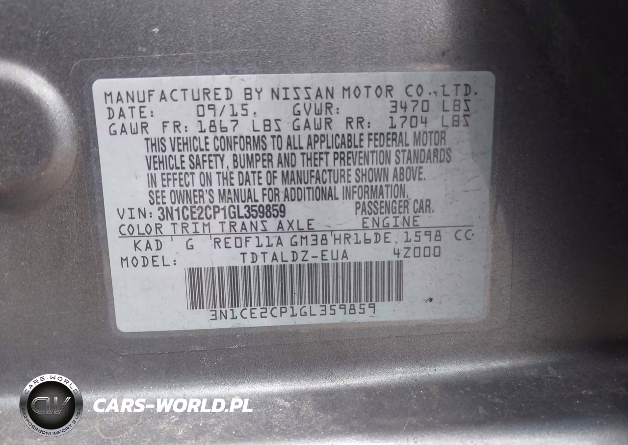 2016 Nissan Versa Note S (Sr)-S Plus-Sl-Sr-Sv VIN:3N1CE2CP1GL359859 - 9