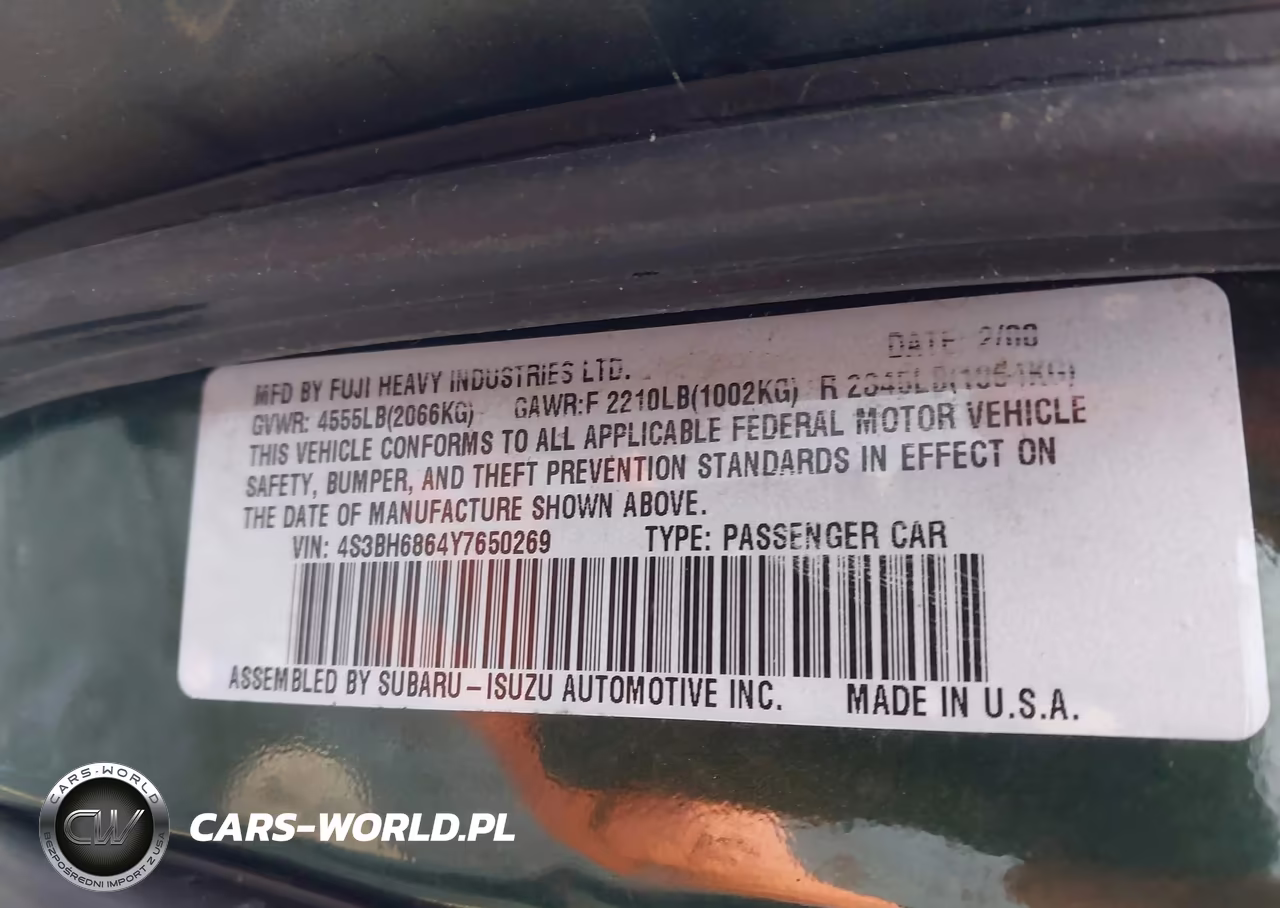 2000 Subaru Outback Limited VIN:4S3BH6864Y7650269 - 9