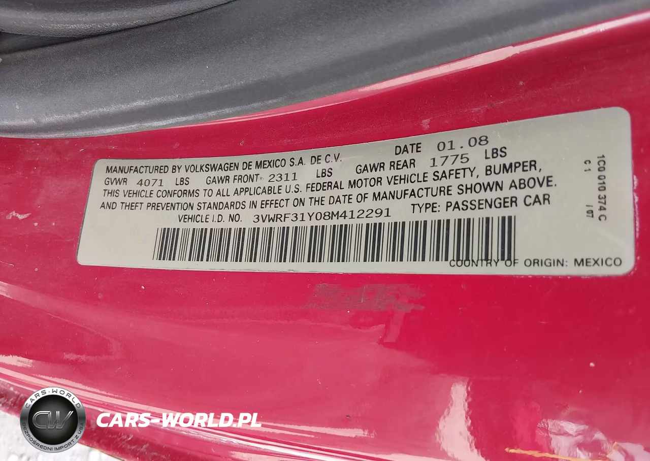 2008 Volkswagen New Beetle Se VIN:3VWRF31Y08M412291 - 9