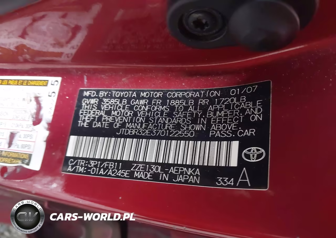 2007 Toyota Corolla Le VIN:JTDBR32E370122550 - 9