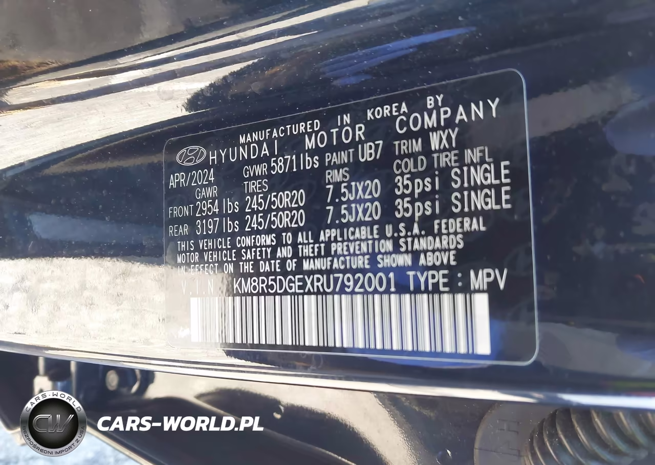 2024 Hyundai Palisade Limited VIN:KM8R5DGEXRU792001 - 9