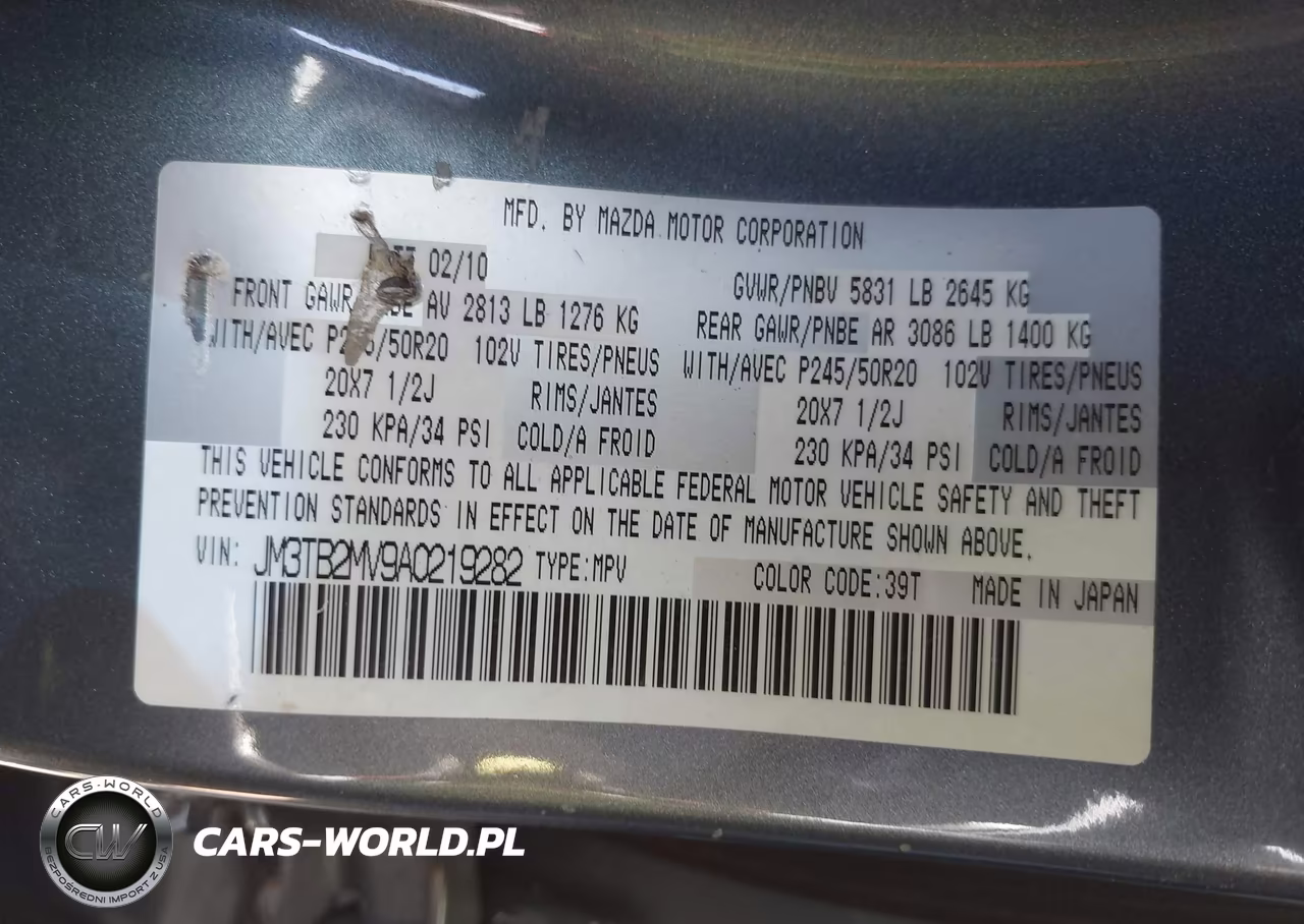 2010 Mazda Cx-9 Grand Touring VIN:JM3TB2MV9A0219282 - 9