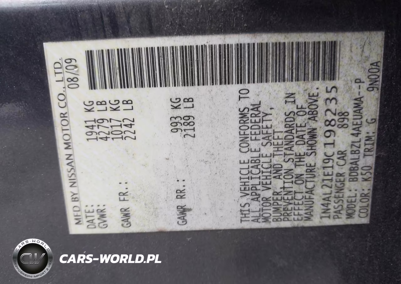2009 Nissan Altima 2.5 S VIN:1N4AL21E19C198235 - 9