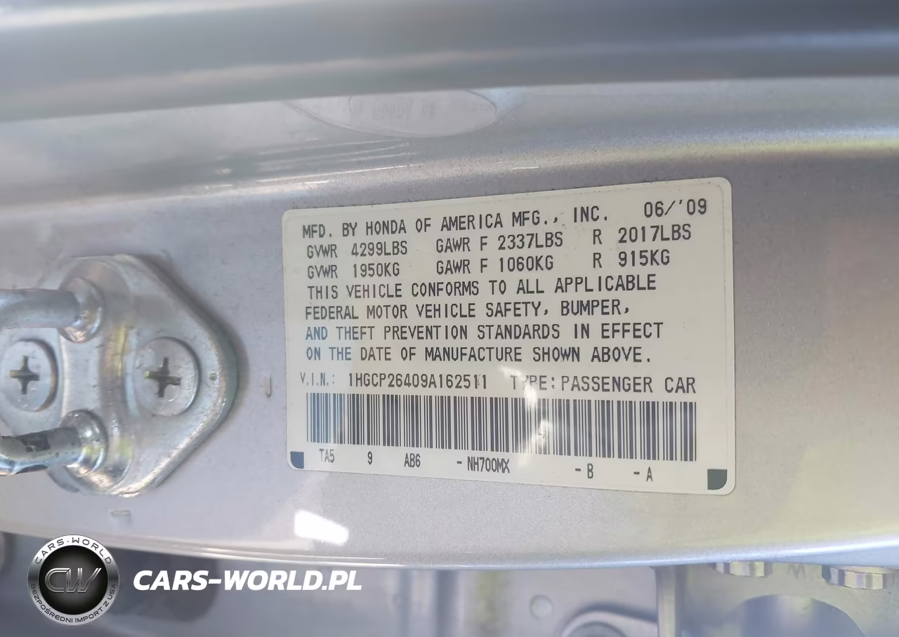 2009 Honda Accord 2.4 Lx-P VIN:1HGCP26409A162511 - 9