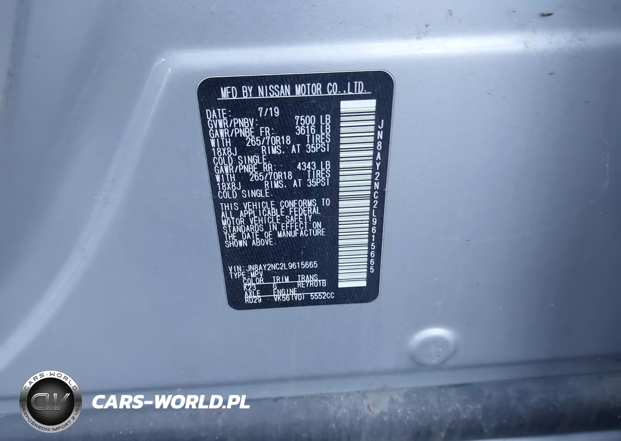 2020 Nissan Armada Sv 4Wd VIN:JN8AY2NC2L9615665 - 9