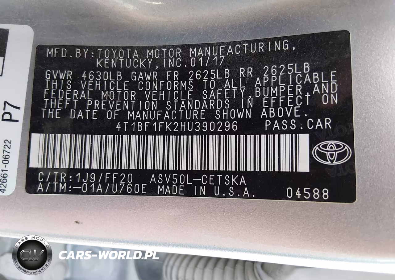2017 Toyota Camry Se VIN:4T1BF1FK2HU390296 - 9