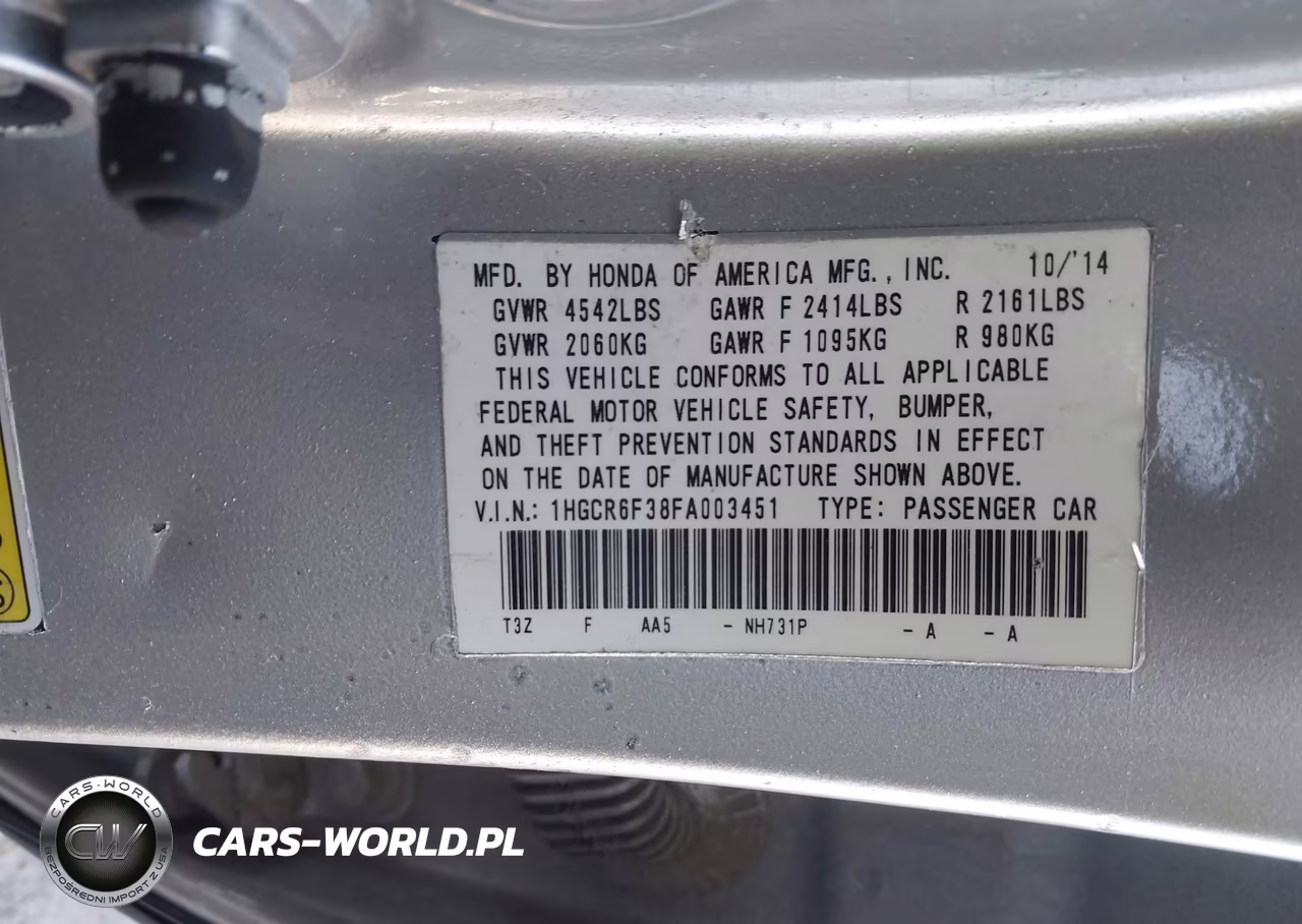 2015 Honda Accord Hybrid VIN:1HGCR6F38FA003451 - 8