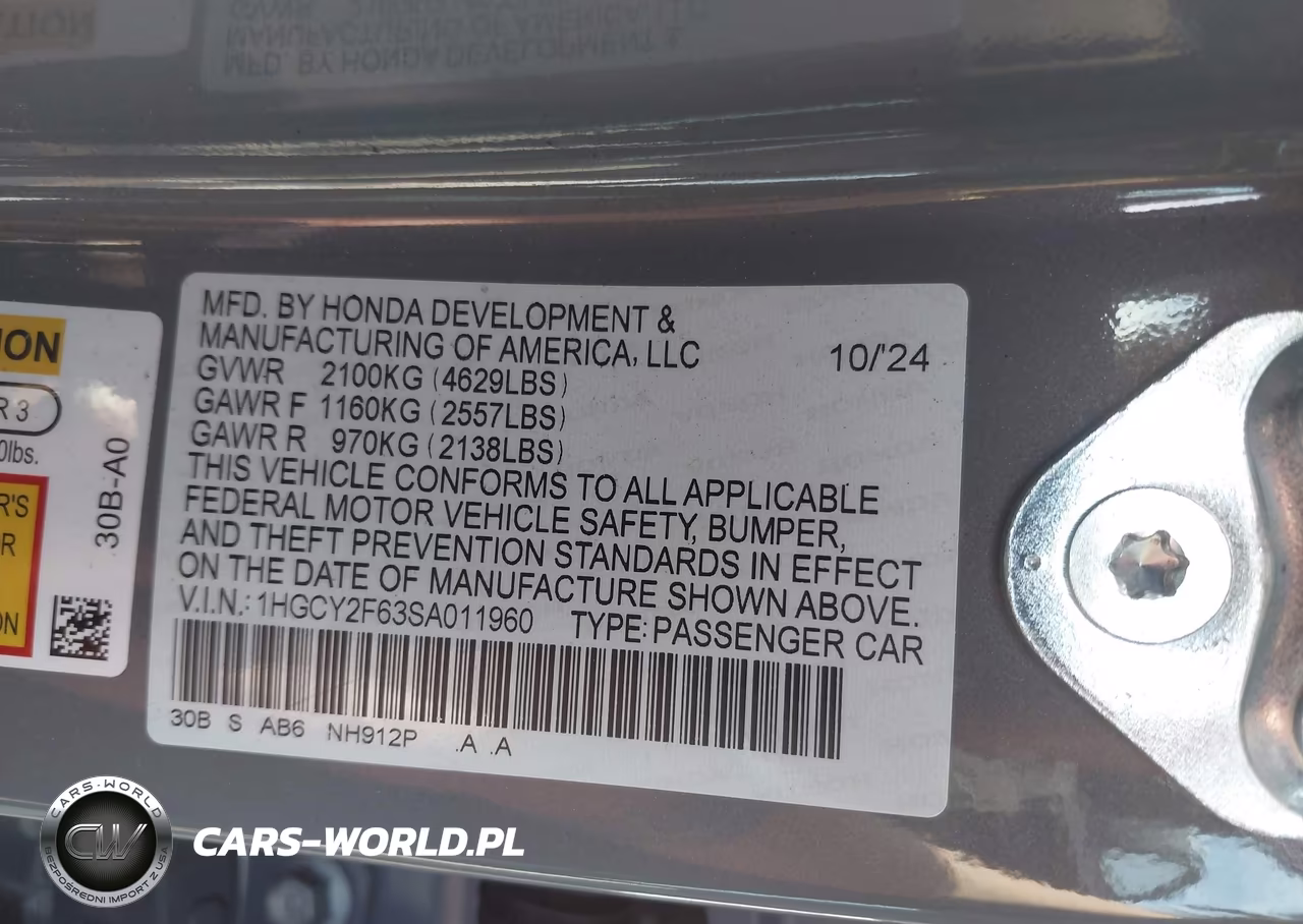 2025 Honda Accord Hybrid Ex-L VIN:1HGCY2F63SA011960 - 9